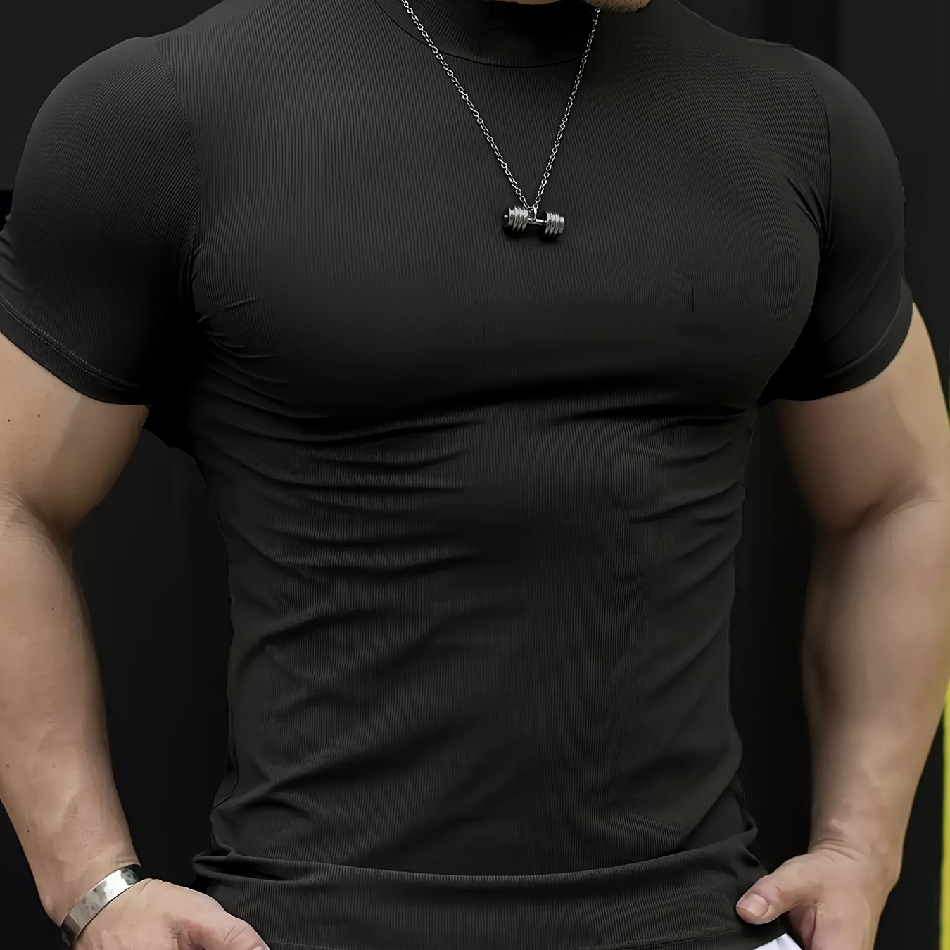 Men'S White Short Sleeve T-Shirt - Stretchy, Moisture-Wicking, Round Neck, Casual Fitness Wear for Summer, Sporty Style, Sportswear Tee Sporty Neckline Stretchy Fabric