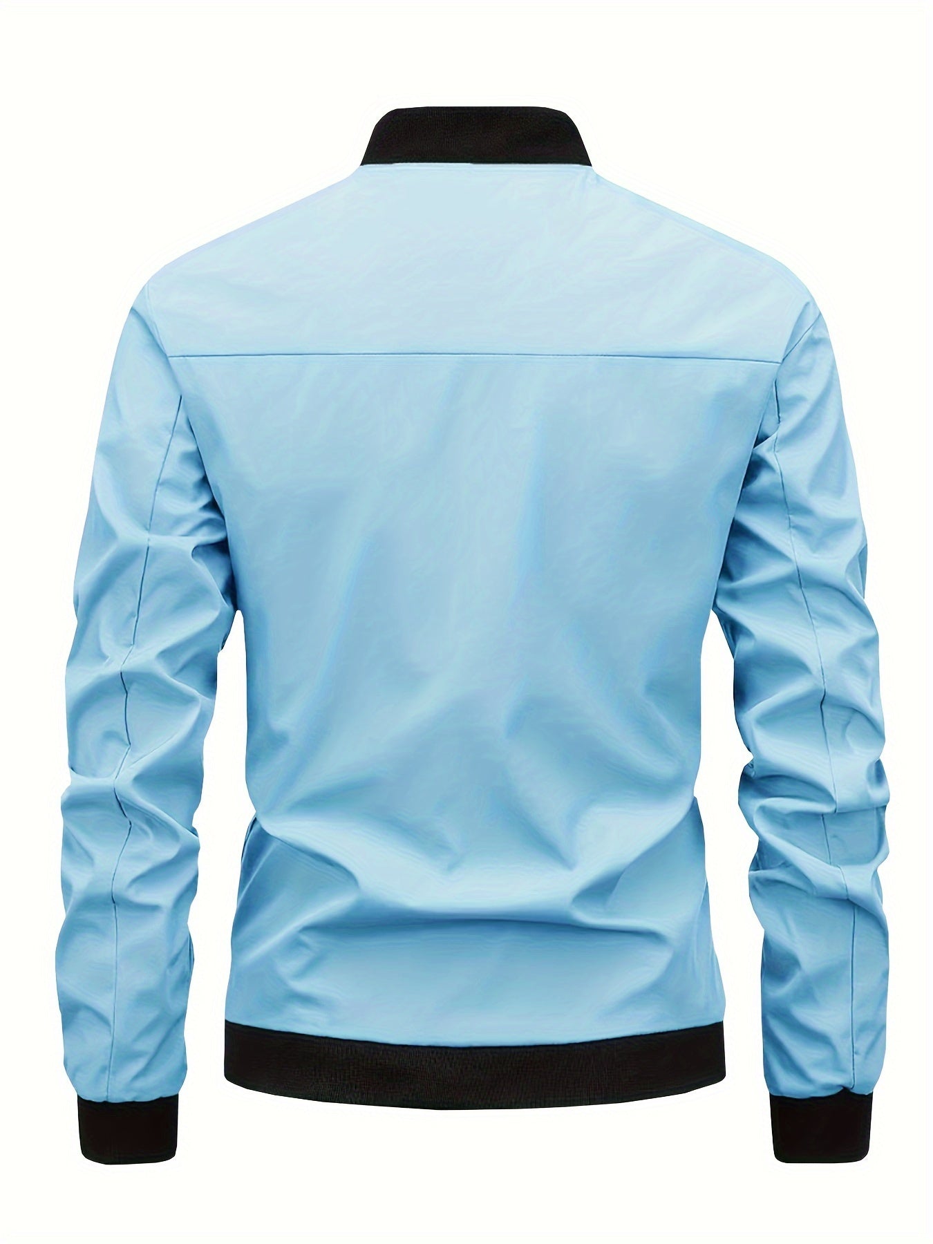 Men's Stylish Windproof Jacket - Solid Color, Stand Collar, Zip-Up with Pockets, Lightweight Polyester for All Seasons, Casual & Outdoor Wear, Allseason Jacket | Zipup Jacket | Polyester Jacket, Windbreaker Jacket