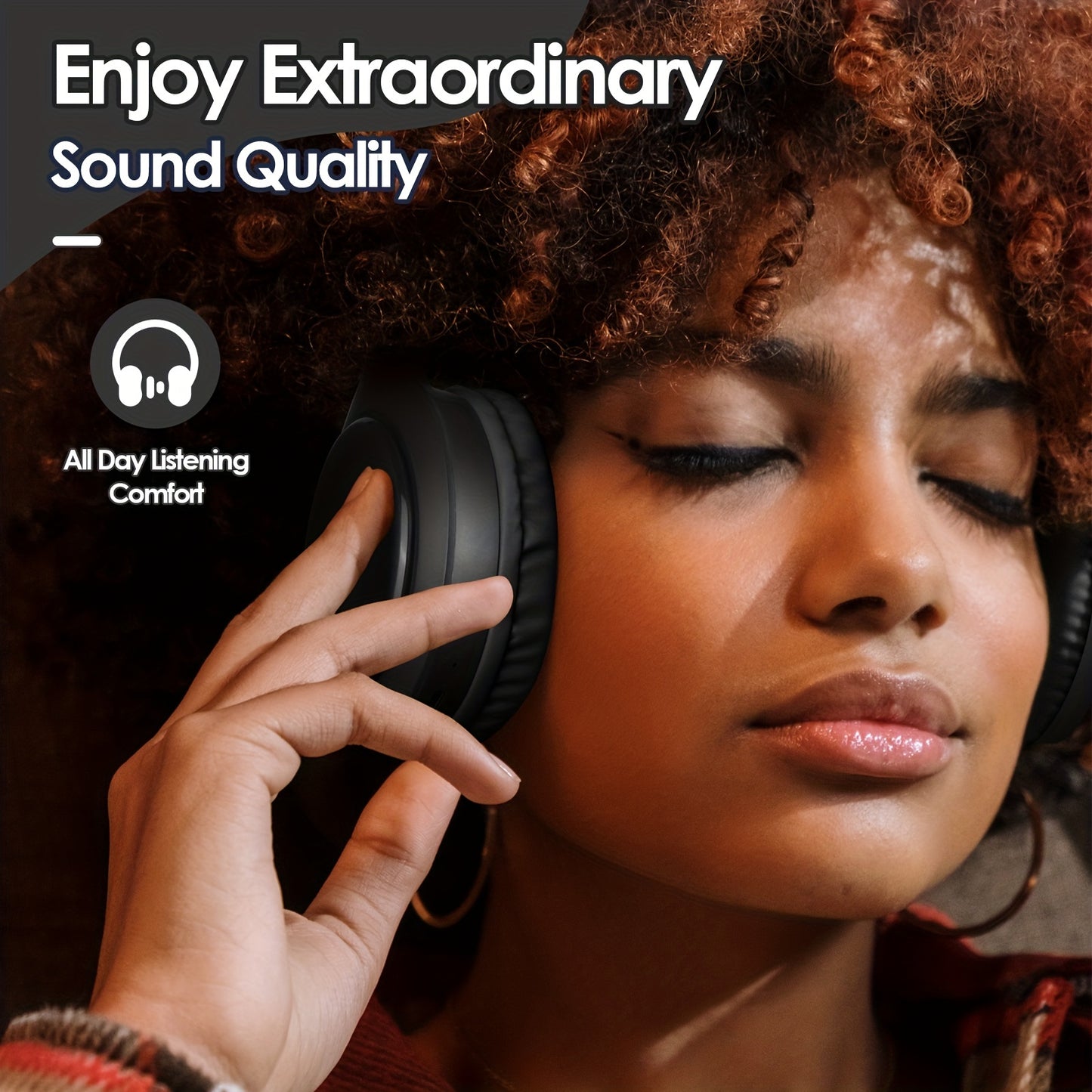 Siindoo JH919 Wireless Headset - 3EQ Sound Modes, High-Fidelity Stereo with Deep Bass - Lightweight, Foldable Design for Travel, Office Use, and Mobile Connectivity