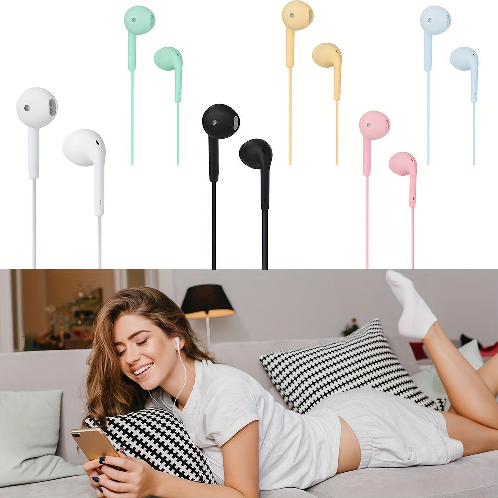 Anime-Inspired Wired Earphones with Microphone, 3.5mm Jack, Noise Isolating, Volume Control, Tangle-Free Cable, Plastic Semi-Open-Back Design, Compatible with Cellphones, Ideal for Running - Multiple Colors