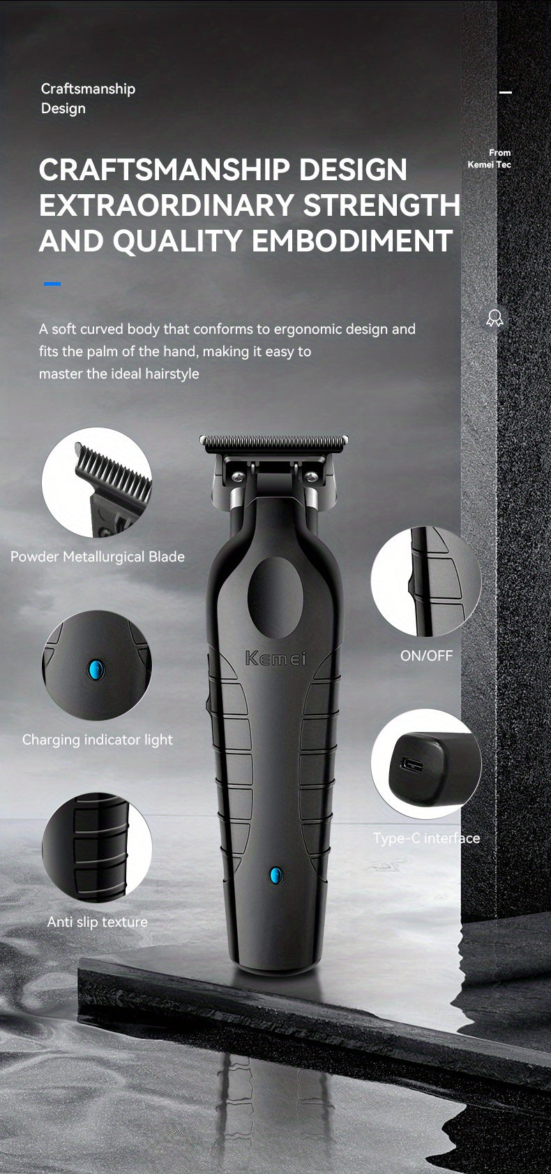 Electric Hair Clipper KM-2299 Cross-border Electric Pusher USB Oil Head Carving Scissor Barber Shop Trimmer
