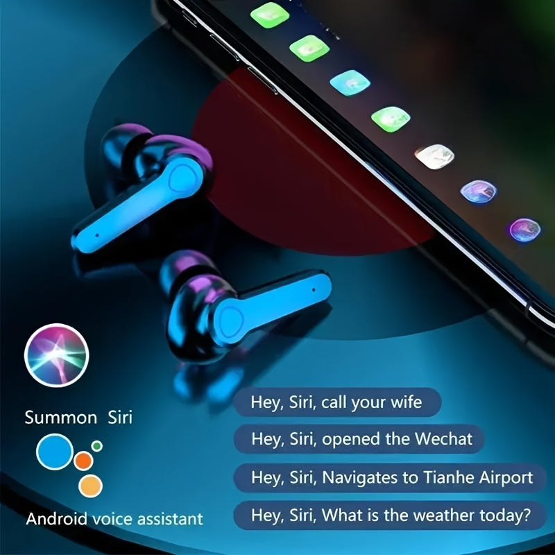 True Wireless In-Ear Headphones with LED Display, Noise Cancellation, Touch Controls, USB Charging, Lithium Battery - Rechargeable, Wireless, Volume Control, Wake-Up Motion Theater, Portable Headphone Case, Portable Headphone
