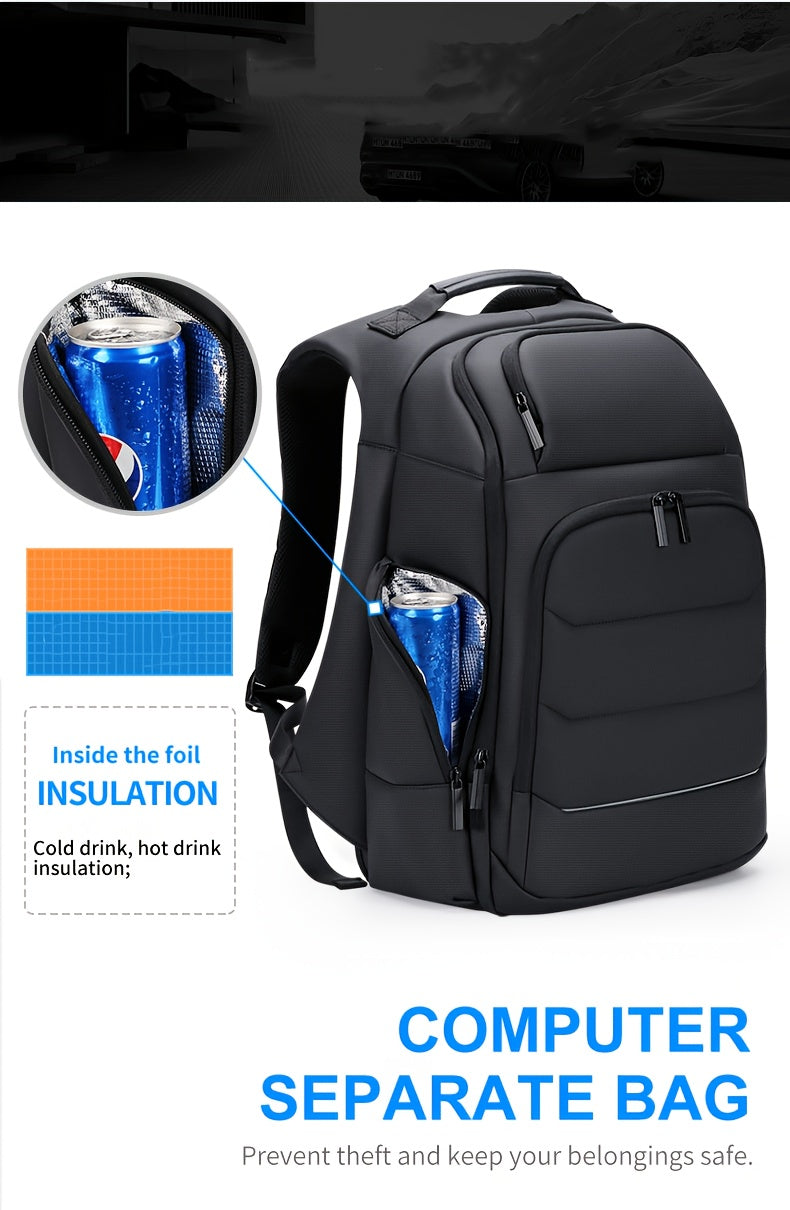 FENRUIEN Men'S Large Capacity Expandable Backpack with USB Charging, 39.62cm Laptop Bag, Durable Oxford Fabric, Multiple Compartments for Travel and Business Use, Travel Backpack Minimalist Backpack Durable Zippers, Lapto