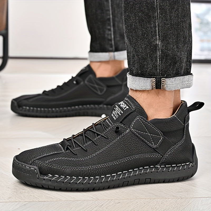 Men's Casual Ankle Boots - Lightweight Slip-On Loafers with Rubber Sole for Walking and Driving, Navy Blue, Comfortable EVA Insole, Durable Stitching, Sporty Design