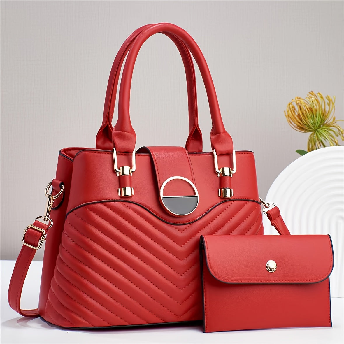 Elegant Women's Faux Leather Handbag with Convertible Crossbody