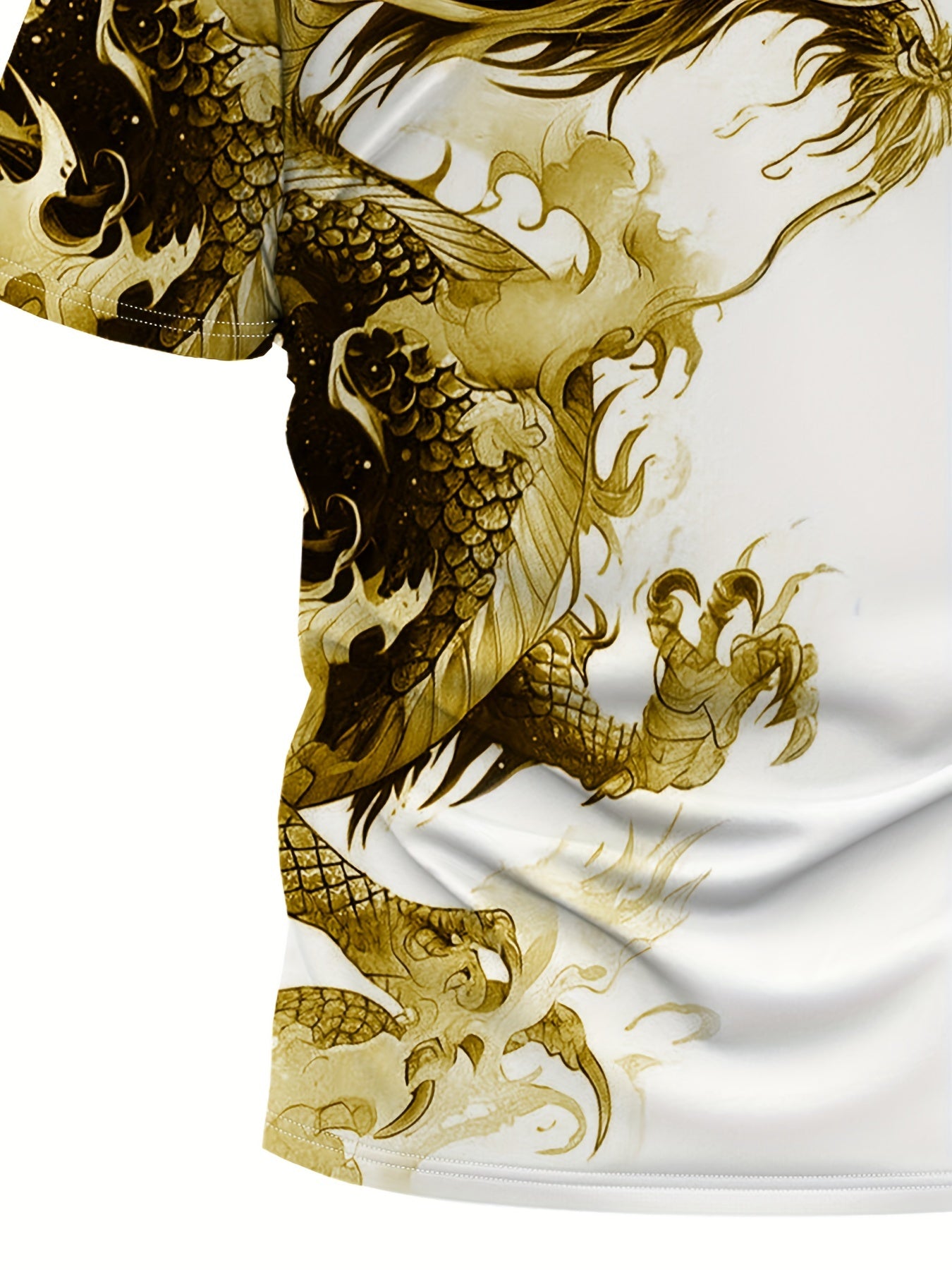 Men's Bold Dragon Graphic Tee - Short Sleeve, Crew Neck, Polyester Blend - Perfect for Summer Outings Casual Wear