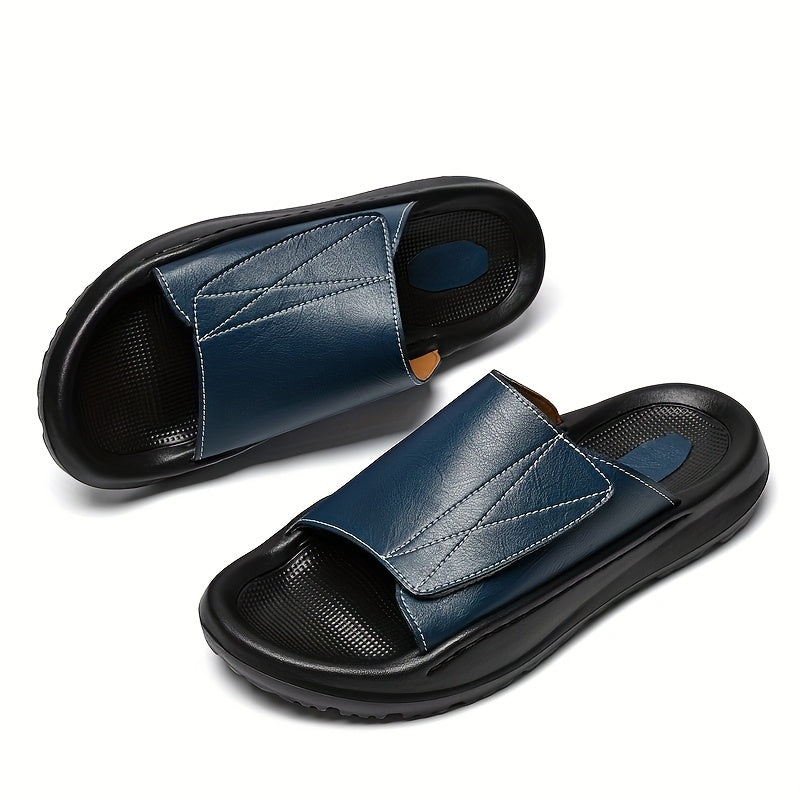 Men's Summer Outdoor Slippers Split Leather Slip-On Sandals