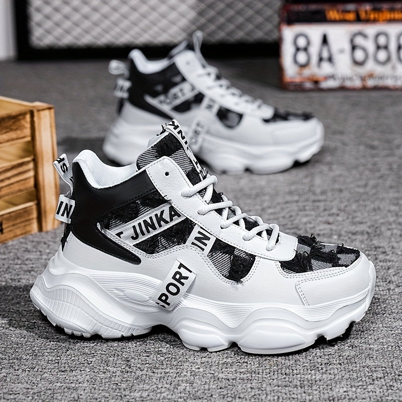 1 Pair Women'S High-Top Fashion Sneakers, Lightweight EVA Sole, Breathable Fabric Upper, All-Season Athletic Running Shoes with Comfort Insole