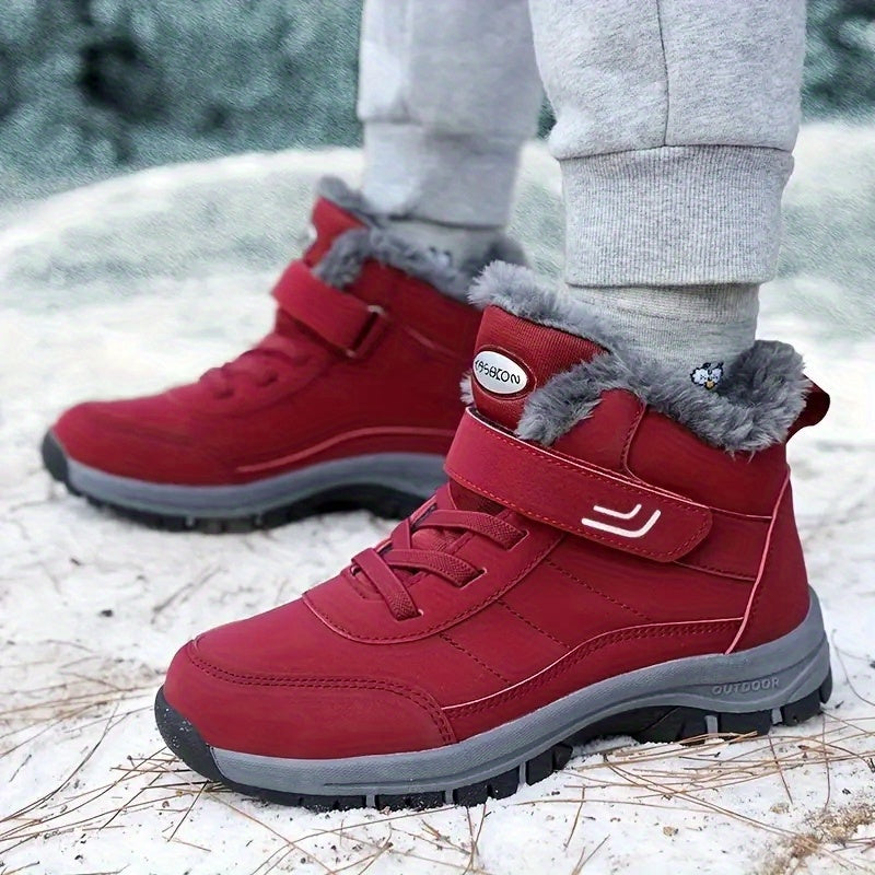 Men's & Women's Heavy-Duty Winter Snow Boots - Thick Short Boots with PU Upper, Rubber Sole & Striped Tread - Hiking, Mountaineering, Ice Climbing Shoes - Warm Cold Weather Footwear (Unisex Sizes Available)