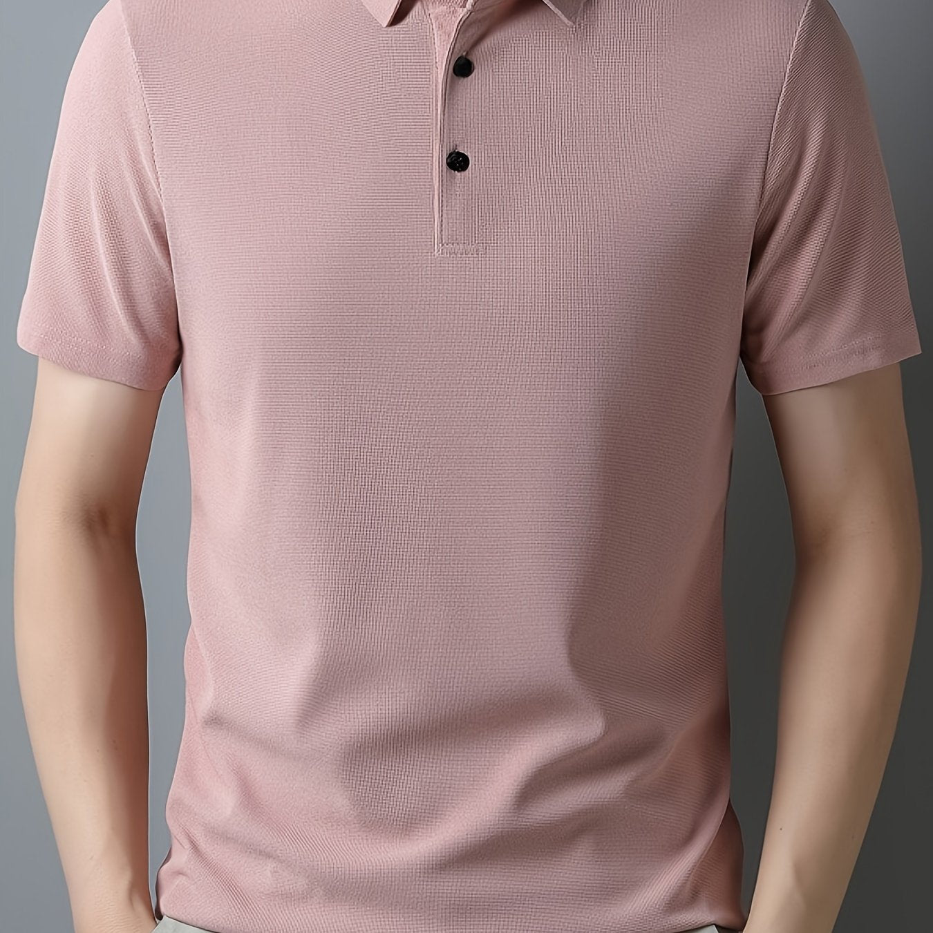 Men's Solid Short Sleeve And Lapel Collar Henley Shirt, Casual And Comfy Sports Tops For Summer Golf Wear And Outdoors Activities