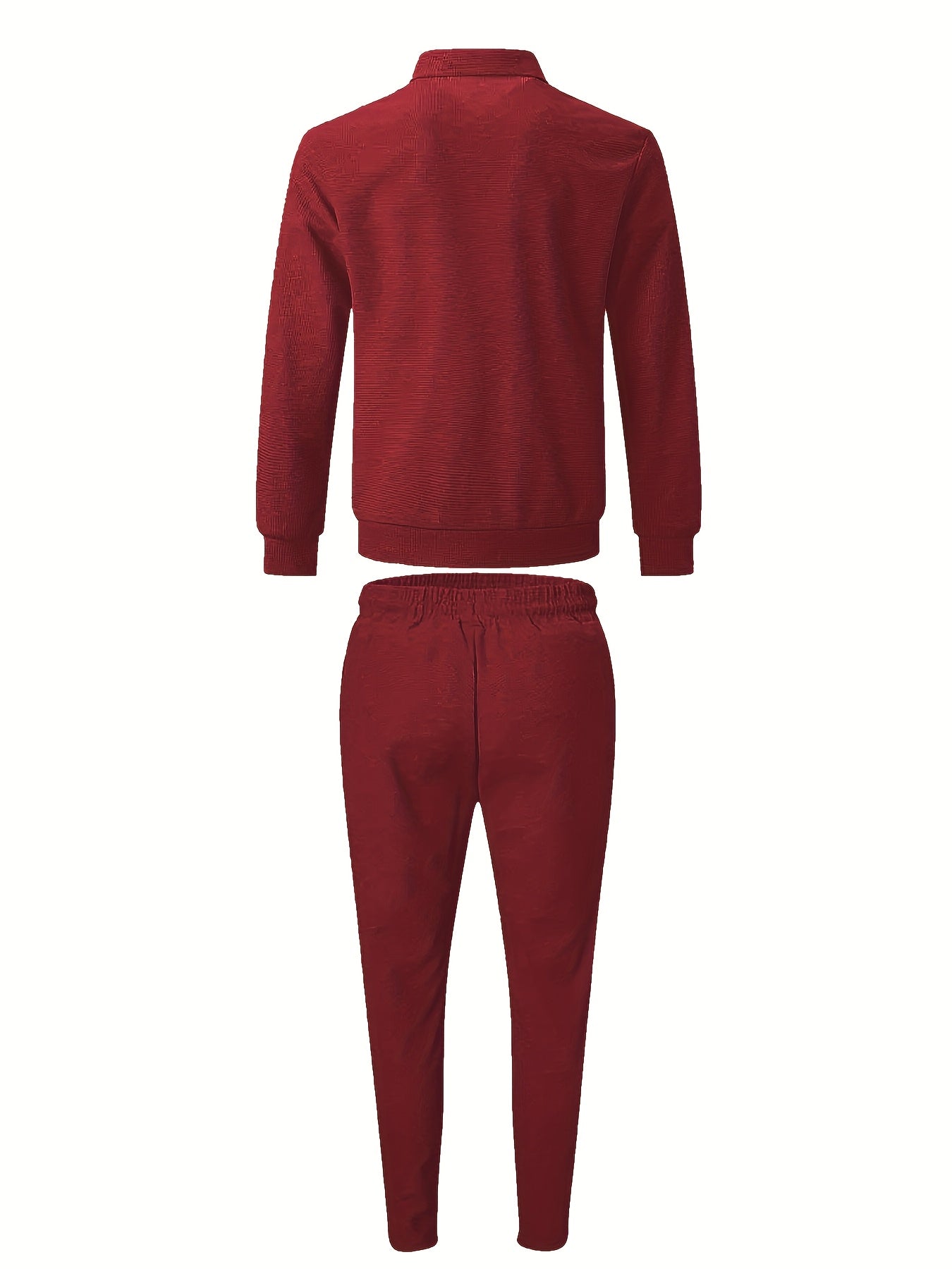 Men's Spring Waffle Knit Sportswear Set, European and American Style Casual Outfit