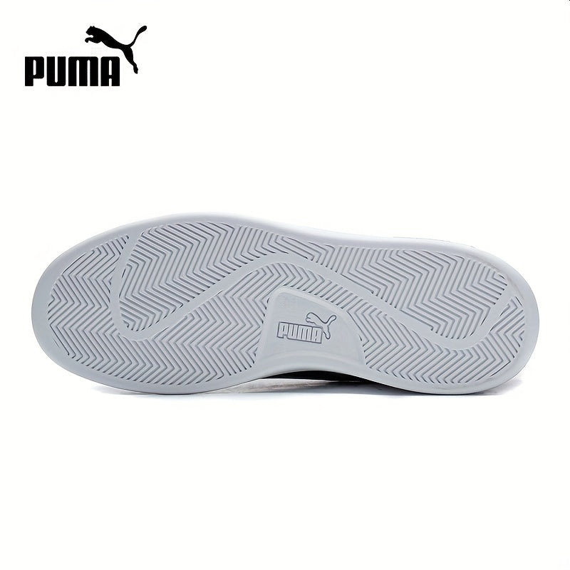 PUMA Unisex Low-Top Casual Sneakers - White Black Contrast Design, Breathable PU Upper Rubber Sole, Lace-Up Comfort Shoes for Men Women, Sleek Sporty Design, Fabric Interior Lining, Durable Rubber Sole