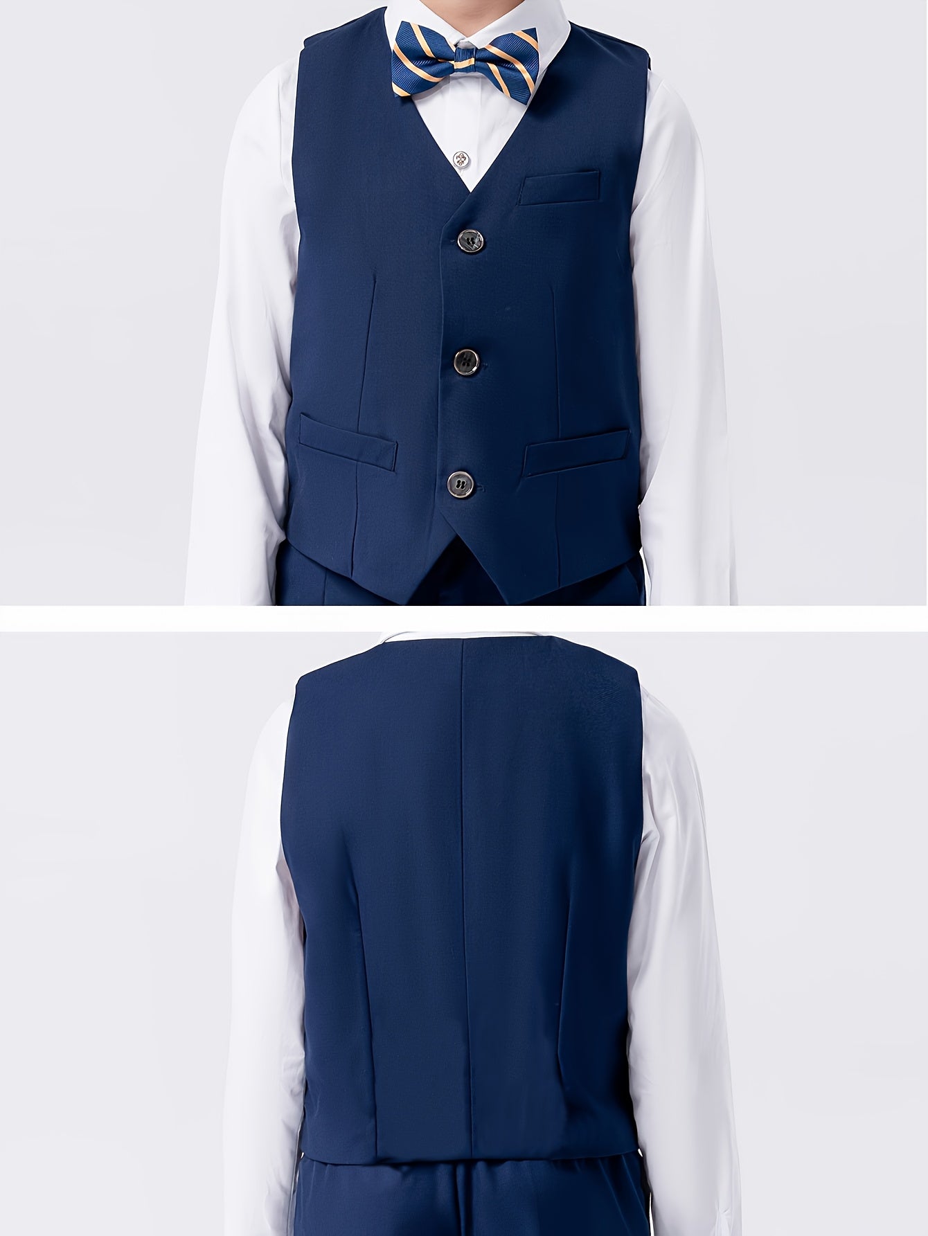 Boys' English Gentleman Vest Set with Bow Tie for Parties
