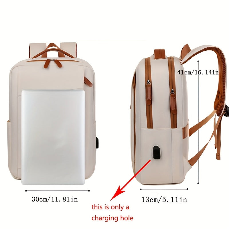 Stylish Lightweight Laptop Backpack - Adjustable Shoulder Straps, Multiple Compartments, USB Charging Port, Perfect for Commuting, School, Travel Business, Casual Style, Polyester Lining, Secure Zipper Closure, Laptop Carry