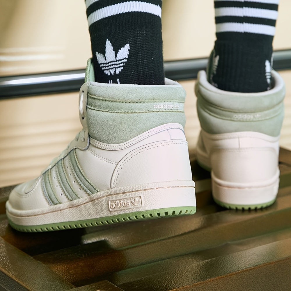 Adidas Women's Clover High-Top Sneakers - Casual Striped Lace-Up Shoes with Synthetic Cover Upper, Breathable Fabric Lining Durable Rubber Sole for All-Season Wear (GX0815), Comfortable Footwear, Laceup Closure, Everyday Fo