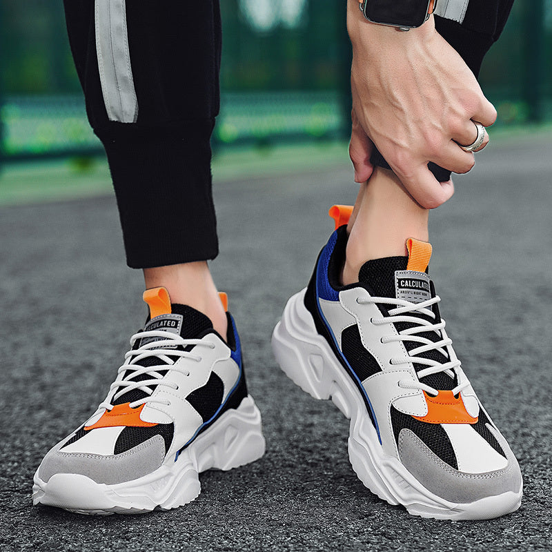 Men's casual sports shoes, thick-soled multi-color block Men's casual shoes, low-top street fashion breathable mesh shoes, suitable for daily leisure, running, jogging and other outdoor activities