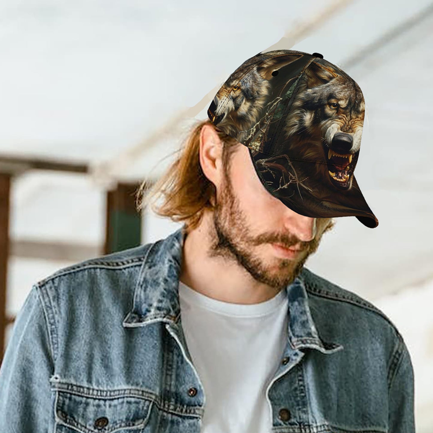 CUTEHSJ Men's Lightweight Adjustable Baseball Cap with Wolf Graphic Print - Fantasy Hip-Hop Style Sun Hat for Beach, Fishing & Outdoor Activities, Vacation Hat, Casual Headgear, Durable Fabric Cap