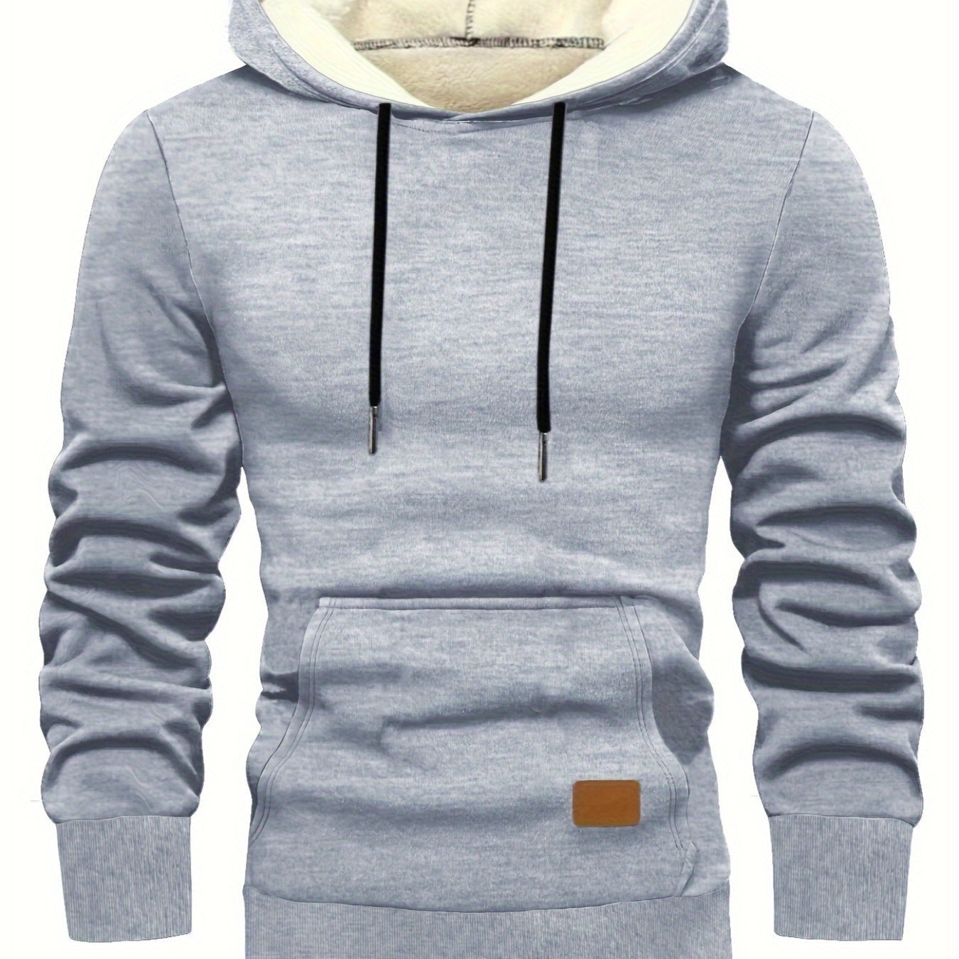 Men'S Heavyweight Hoodie - Thermal Pullover Sweatshirt with Hood, Non-Stretch Fabric, Front Zipper Closure - Winter Warmth for Everyday & Formal Outfits - Black/Gray, Winter Hoodie, Casual Wear, Cozy Clothing, Fleece Lined Ho