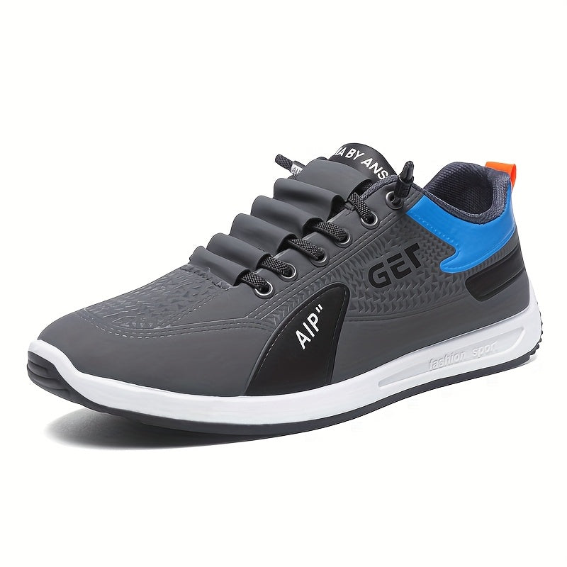 Men's White/Grey/Black Casual Sneakers - Low-Top Lace-Up Shoes with Cushioned Rubber Sole, PU Upper Fabric Lining - Lightweight Everyday Walking Shoes for Gym, Office, Travel - Minimalist Athletic Footwear, Shoes Sneakers,