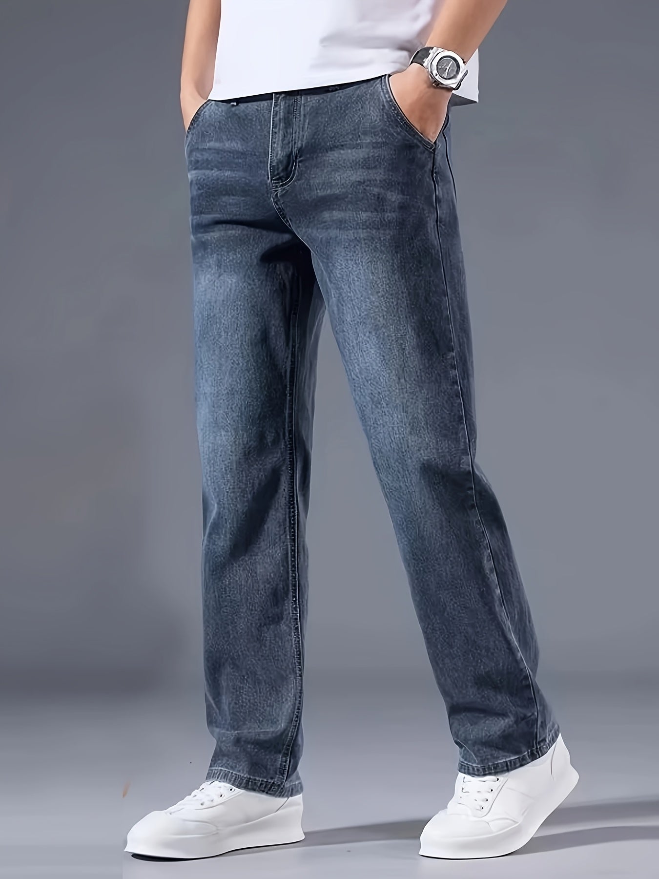 Teen Boys' Loose Preppy Denim Jeans All-Season Casual Wear