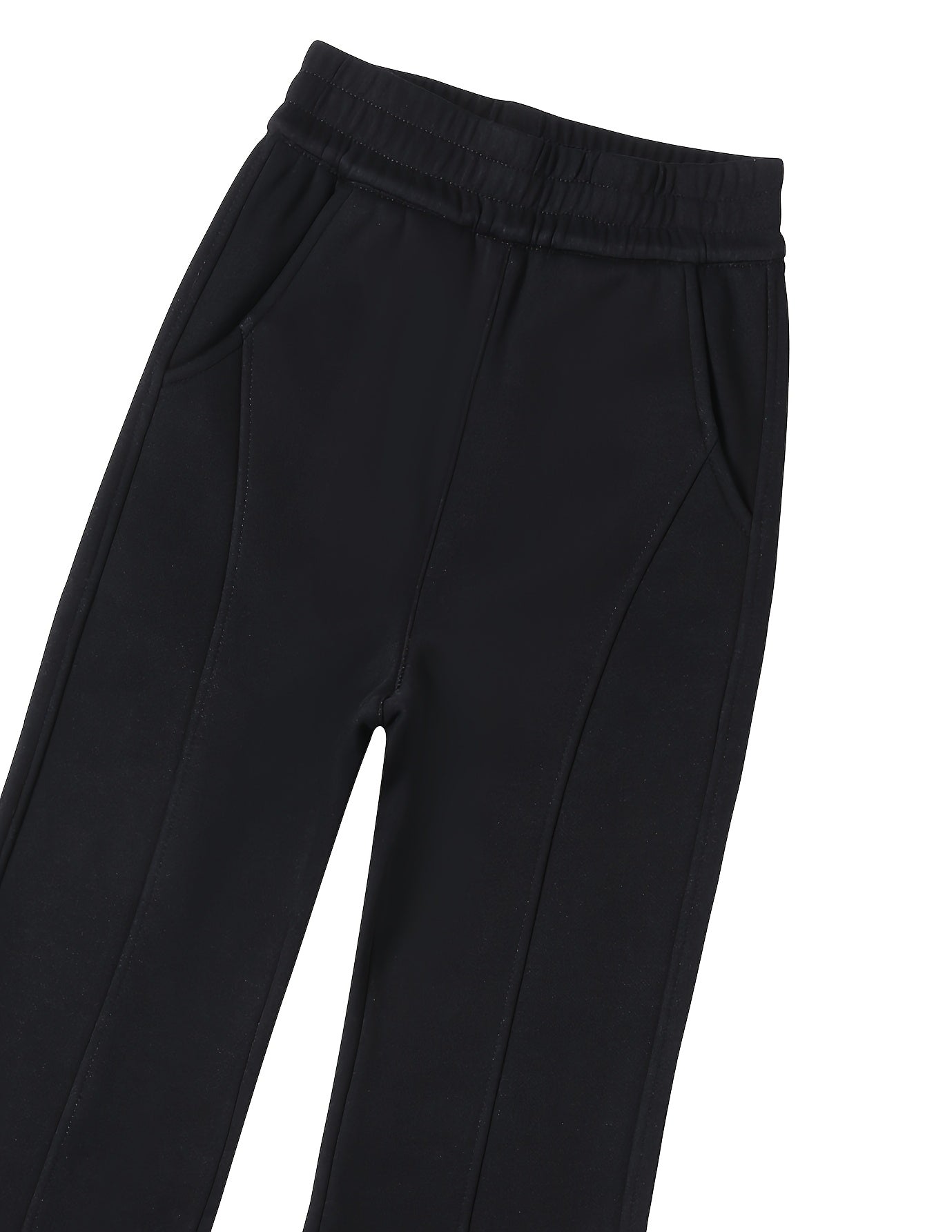 Girls' High-Waist Fleece Lined Flare Pants with Pockets