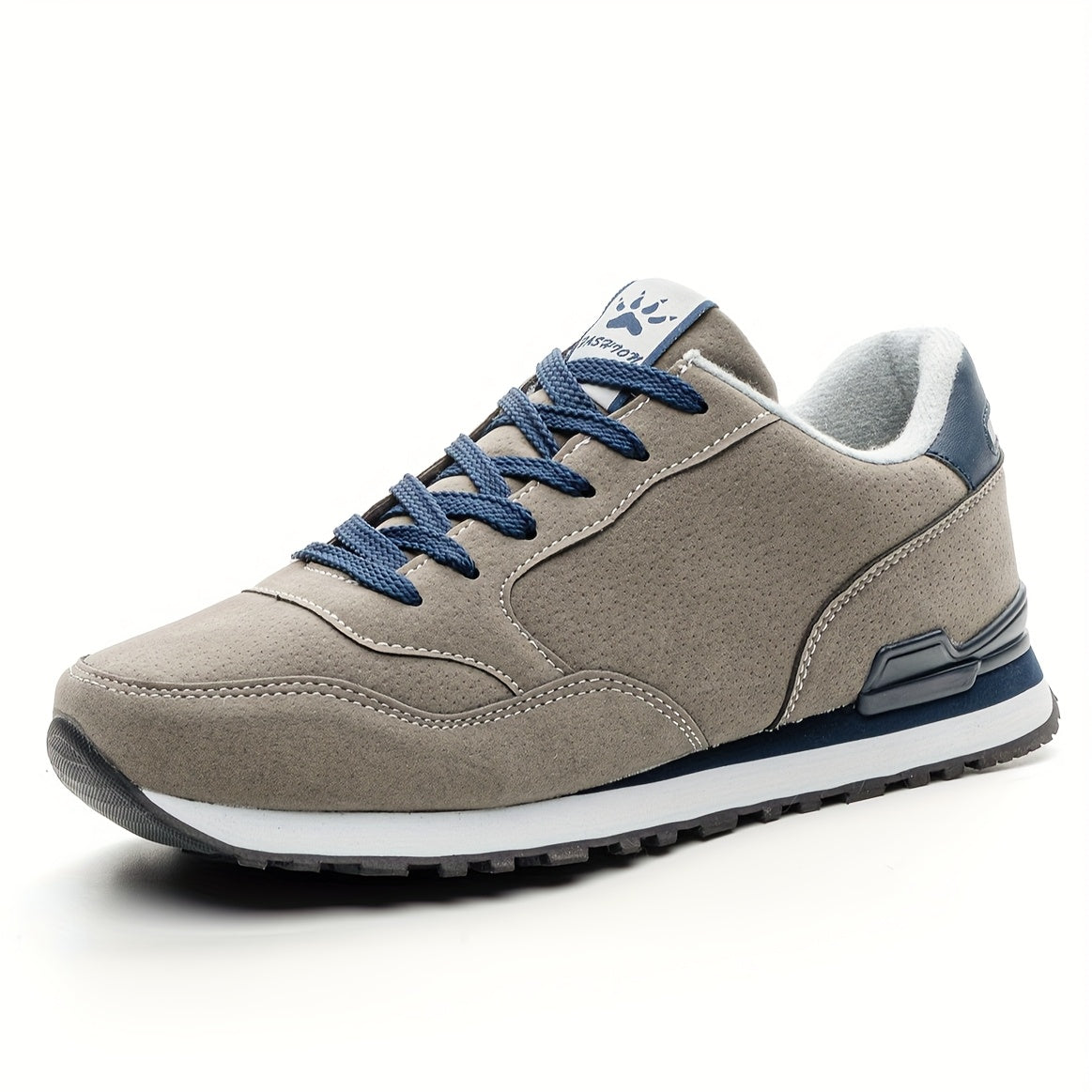 Men's Non-Slip Sneakers - All-Season Lace-Up Sneakers with Cushioned PU Sole, Beige/Blue Accent Low-Top Design for Gym, Hiking, Everyday - Non-Marking Tread, Durable Easy-Clean Casual Shoes, Hiking Sneakers, Gym Footwear, R