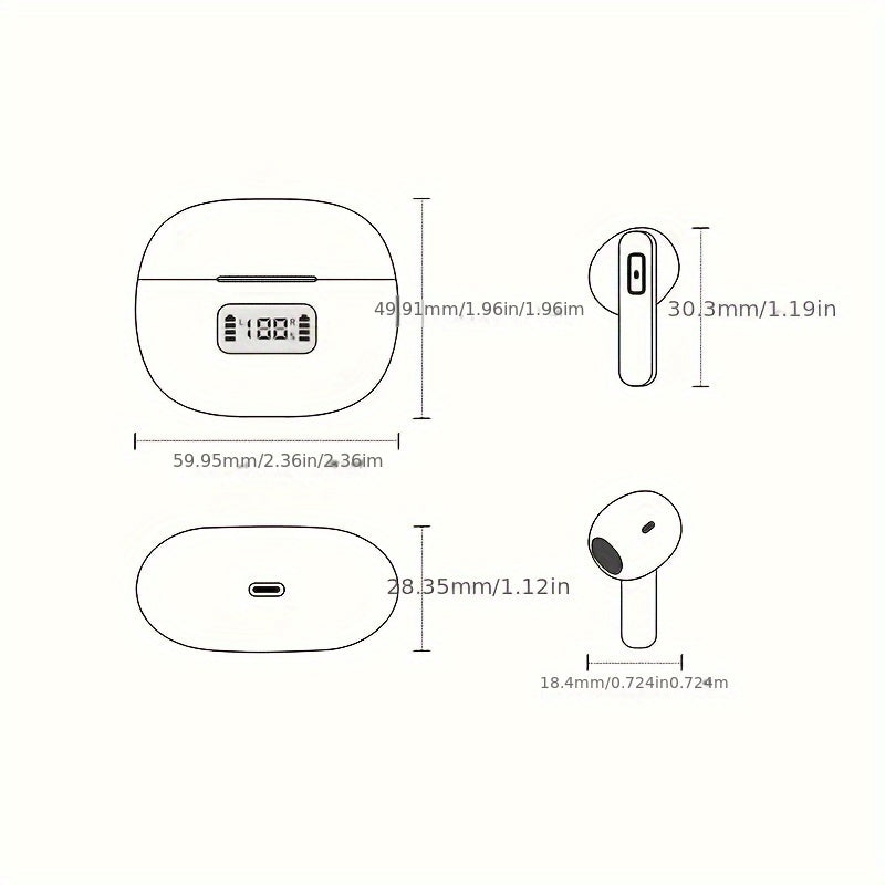 High-Fidelity Sound Quality with Deep Noise Cancellation, Seamless Connectivity, Volume Control, Open-Back Design, Compatible with Tablets - Wireless Sports Earbuds with LED Digital Display, Long Battery Life, Touch Operation
