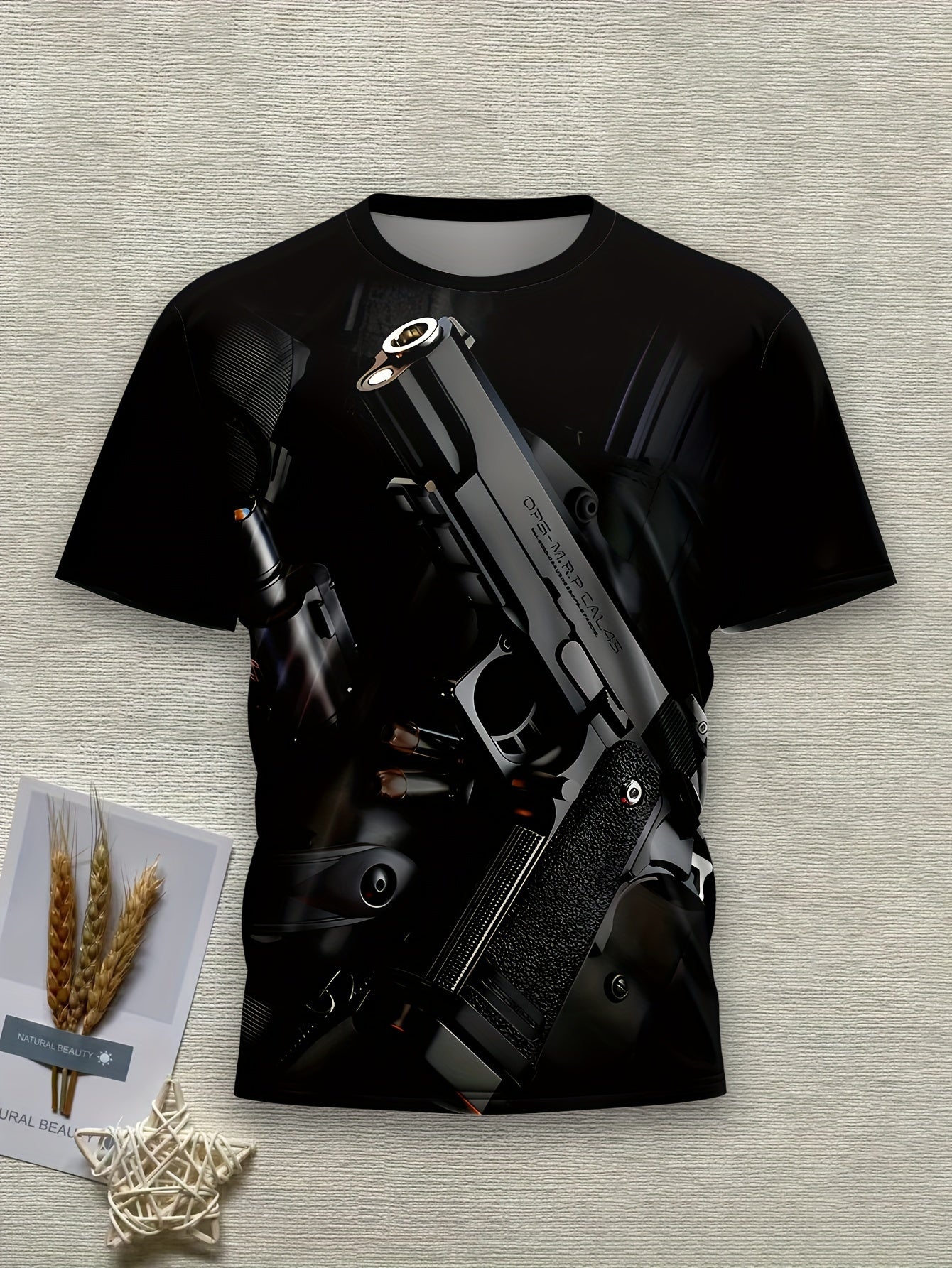 Men's 3D Printed Novelty T-Shirt - Casual, Breathable Polyester, Machine Washable, Round Neck - Perfect for Summer