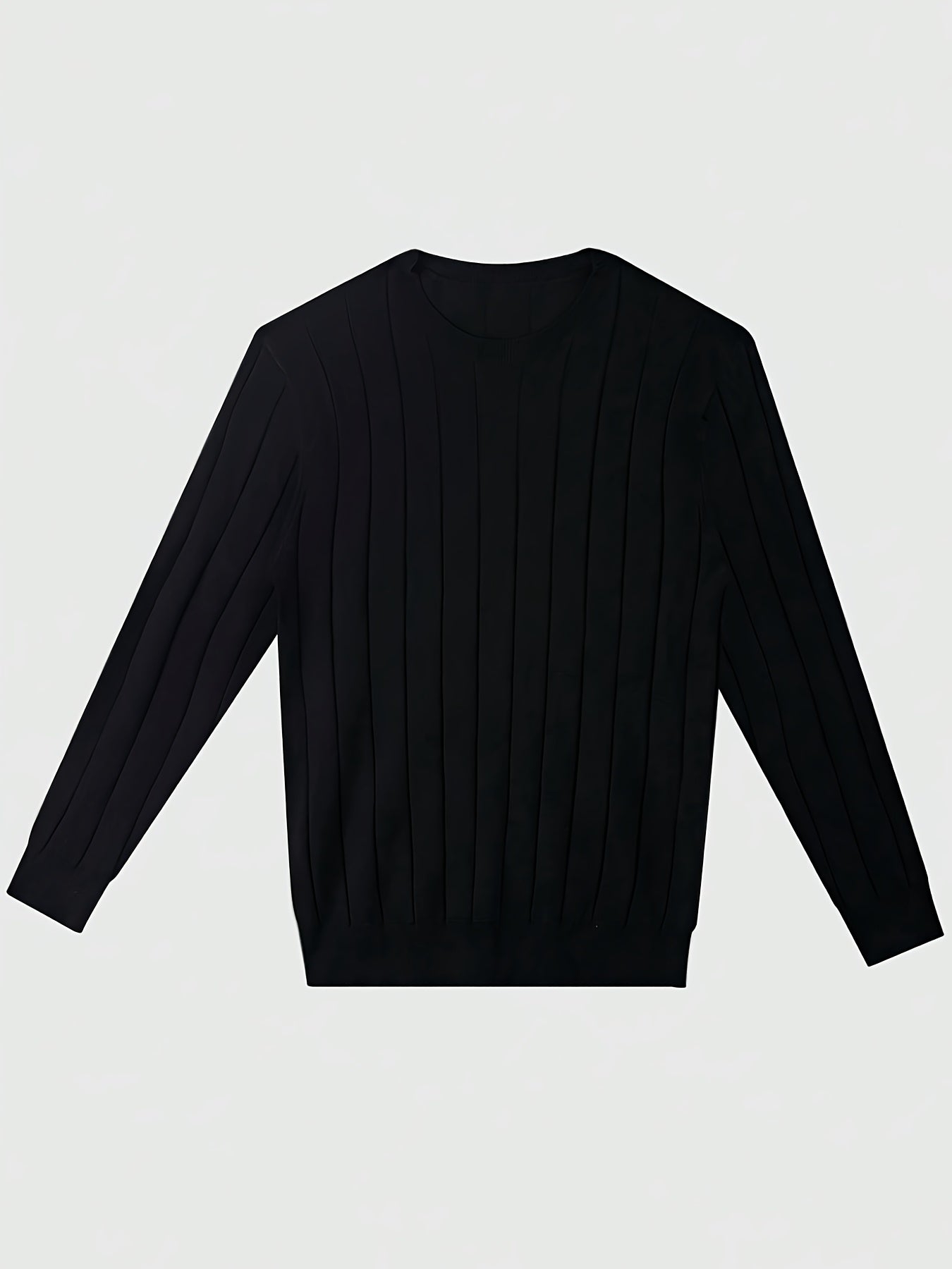 Men's Casual Ribbed Knit Sweater with Crew Neck