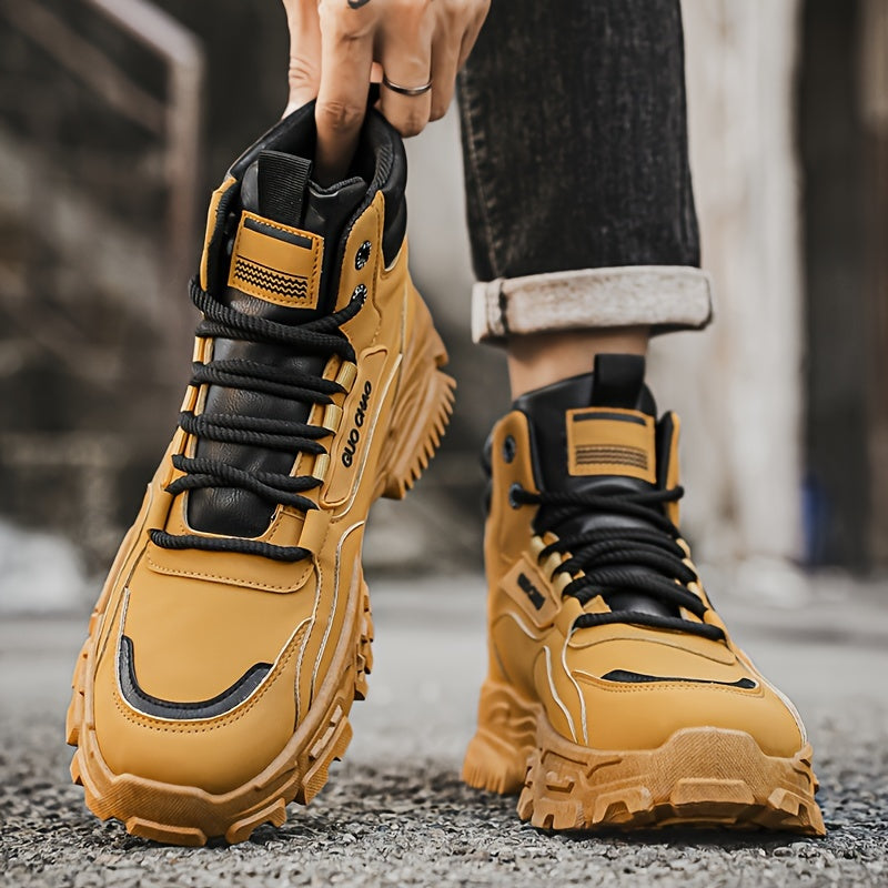 Men's High-Top Work Boots - Durable, Non-Slip, Lace-Up Casual Sneakers for All Seasons