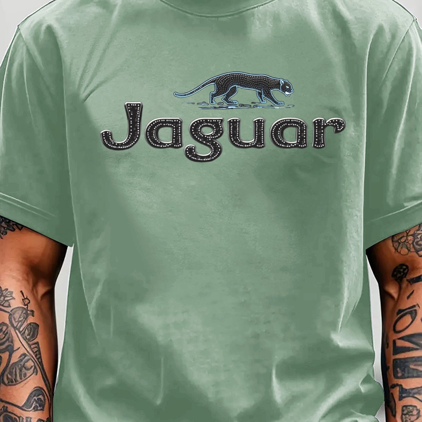 Men'S Jaguar Print Y2K Style T-Shirt - Red, Breathable Comfortable Short Sleeve Crew Neck Tee for Casual Wear, Outdoor Activities, and Everyday Comfort, Everyday Clothing Y2K Fashion Tee Comfortable Fit