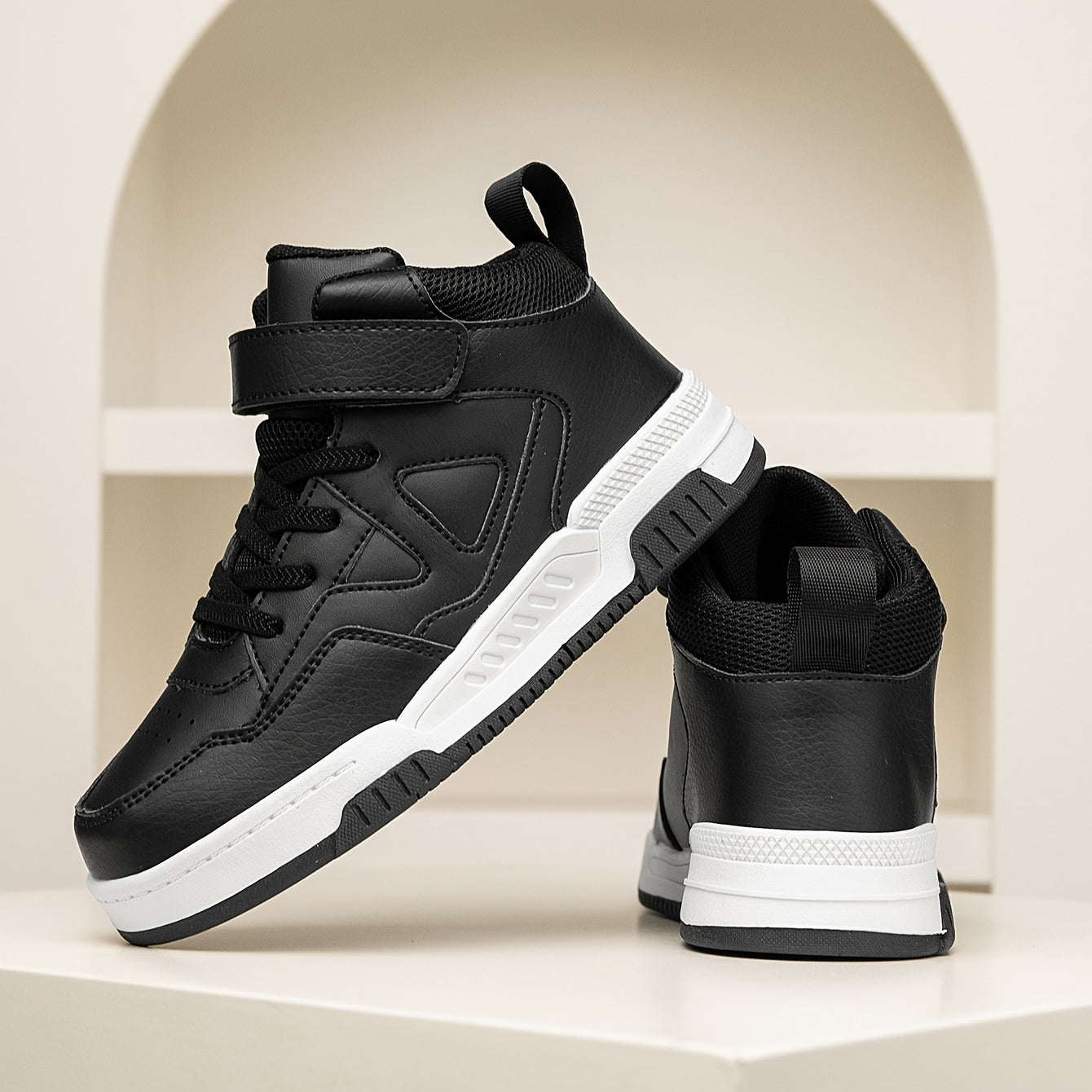 Youngsters' High-Top Sneakers with Color Block Design - Breathable, Non-Slip & Durable for Boys and Girls - Perfect for Outdoor Activities & Casual Attire