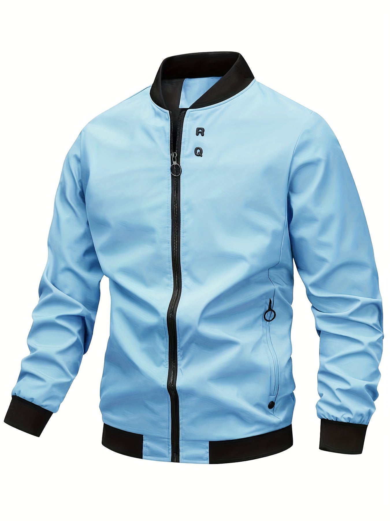 Men's Stylish Windproof Jacket - Solid Color, Stand Collar, Zip-Up with Pockets, Lightweight Polyester for All Seasons, Casual & Outdoor Wear, Allseason Jacket | Zipup Jacket | Polyester Jacket, Windbreaker Jacket