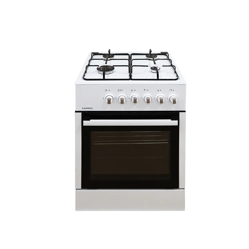 Luxell White Gas Stove 4-Burner with Electric Oven Timer