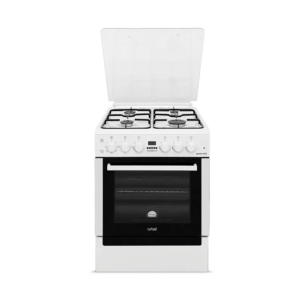 Artel Apetito 4-Burner White Gas Stove with Enamel Grates
