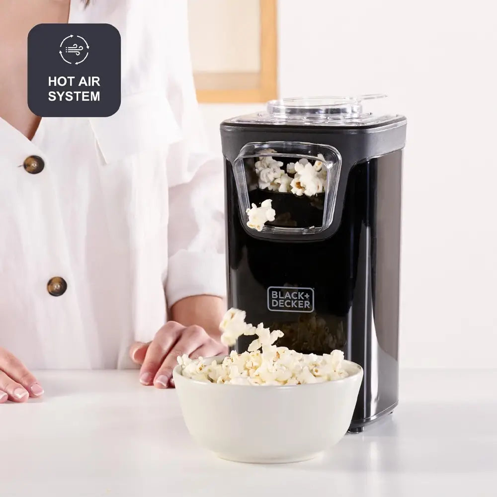 Black+Decker BXPC1100E Hot Air Popcorn Maker - Black