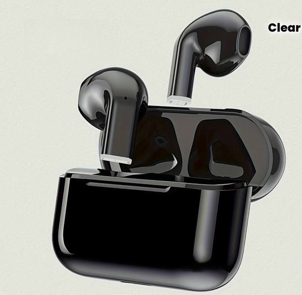 Black Wireless Earbuds – Sleek Compact Charging Case