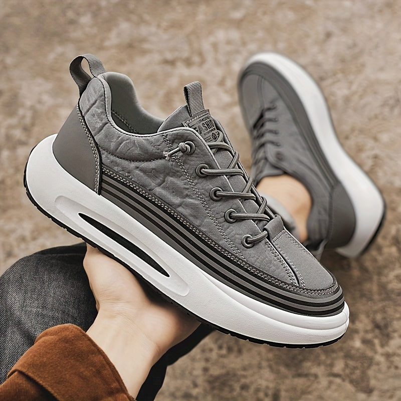 Men's Slip-On Casual Sneakers - Breathable Comfortable Low-Top Shoes with Elastic Panels, PU Upper PVC Sole for Outdoor Hiking, Running, Daily Wear - All-Season Versatile Streetwear, Hiking Street Shoes, Modern Street Shoes