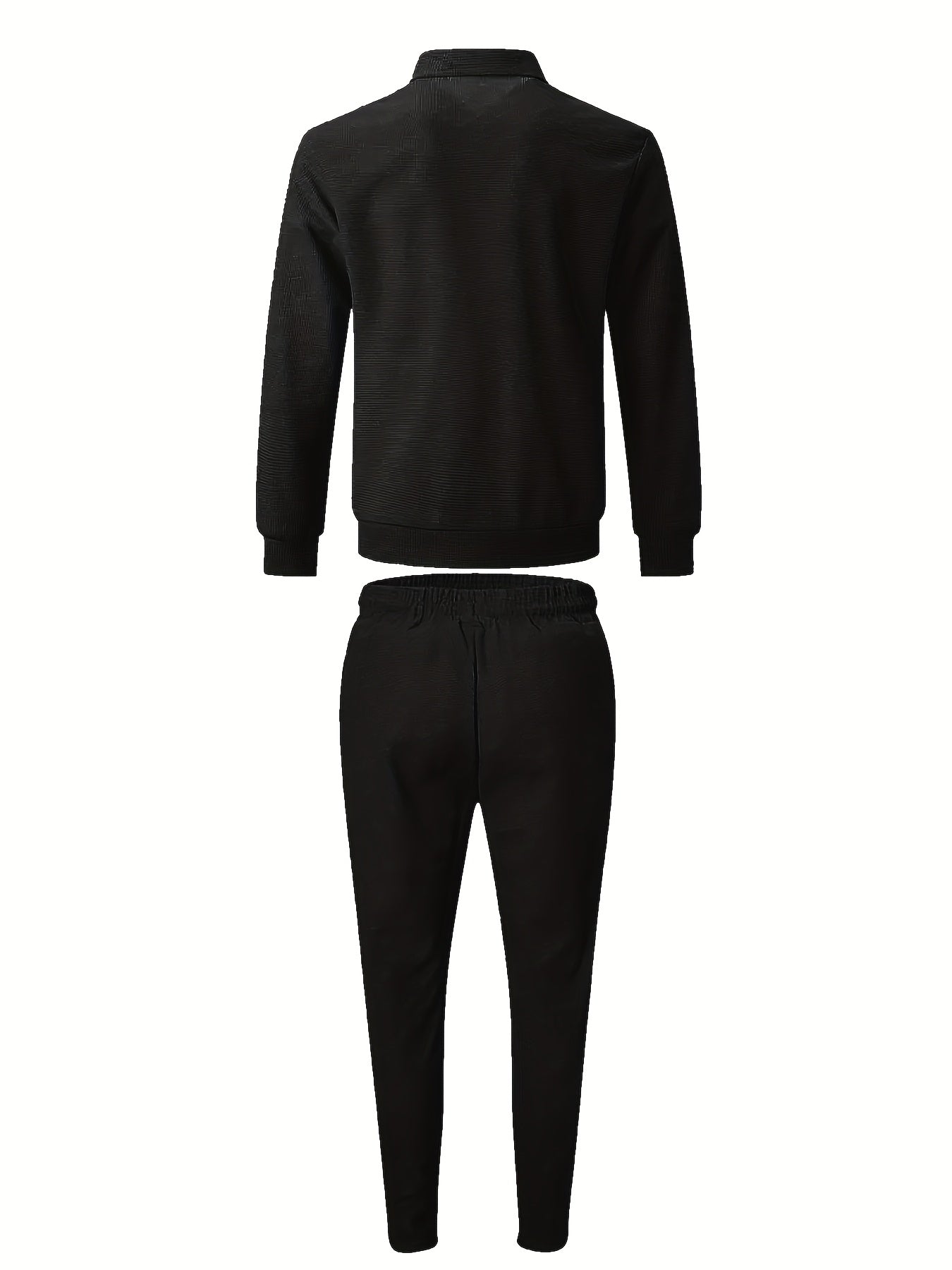 Men's Spring Waffle Knit Sportswear Set, European and American Style Casual Outfit