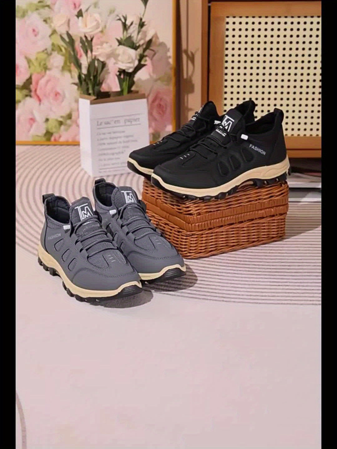 Men'S Casual Slip-On Sneakers - Breathable Knit Upper, Comfortable Low-Top Design with Round Toe, All-Season Wear, Stylish Gray and White, Casual Footwear Stylish Casual Shoes Comfortable Footwear