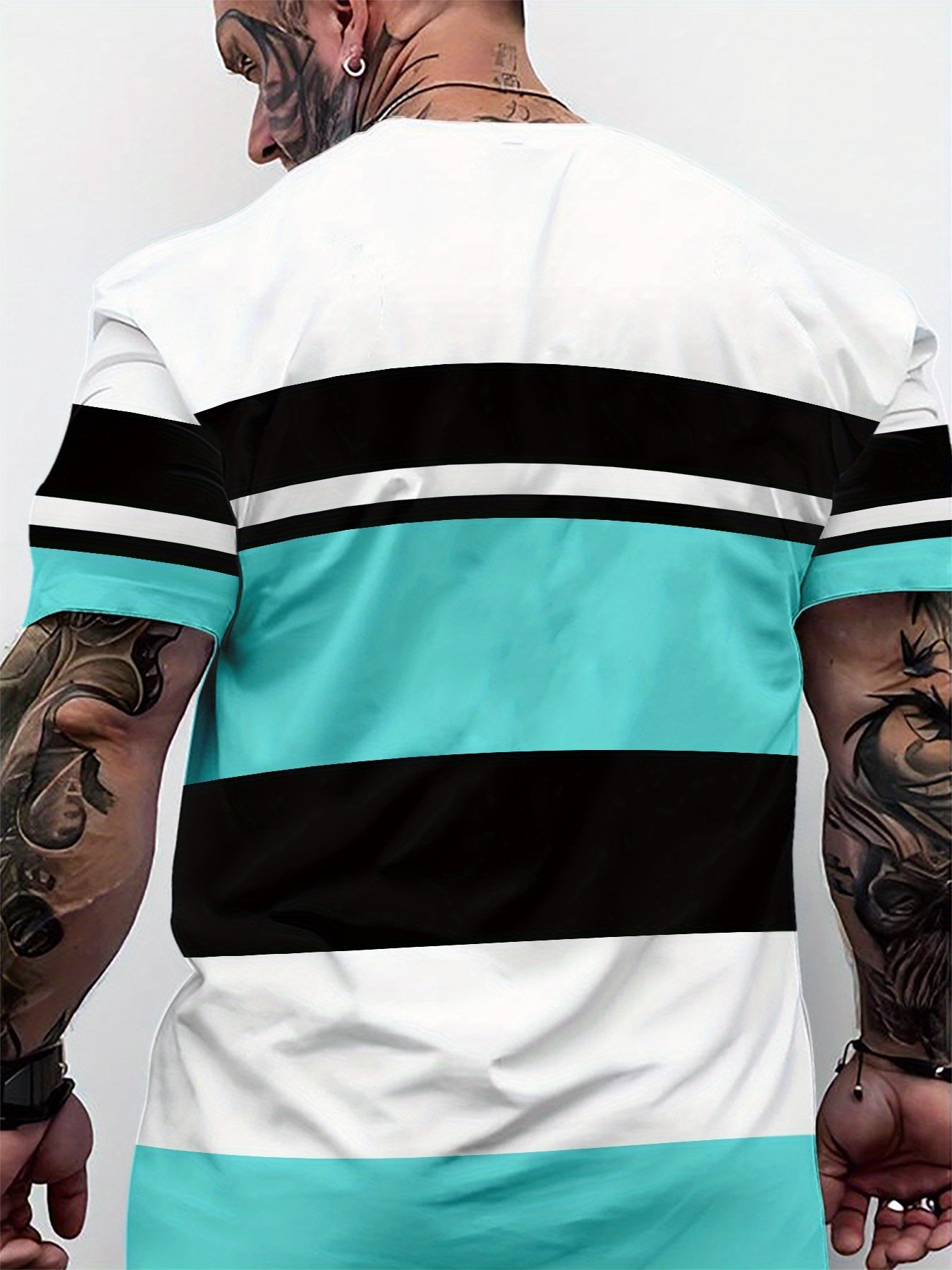 Men'S 3D Digital Print Short Sleeve T-Shirt - Breathable Round Neck, Non-See-Through, Lightweight Comfortable, Casual Style with Eagle Logo, Perfect for All Seasons, Versatile Clothing Stylish Graphic Tee Comfortable Fi