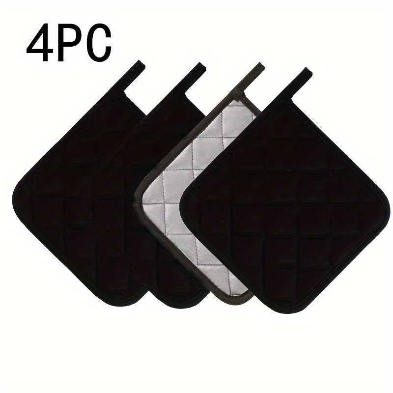 4-Pack Kitchen Pot Holders, High Heat Resistant Quilted Thick Fleece Hot Pot Stands Set, Washable Tripod for Cooking and Baking, 16.0x16.0 cm, Polyester 100% - Red