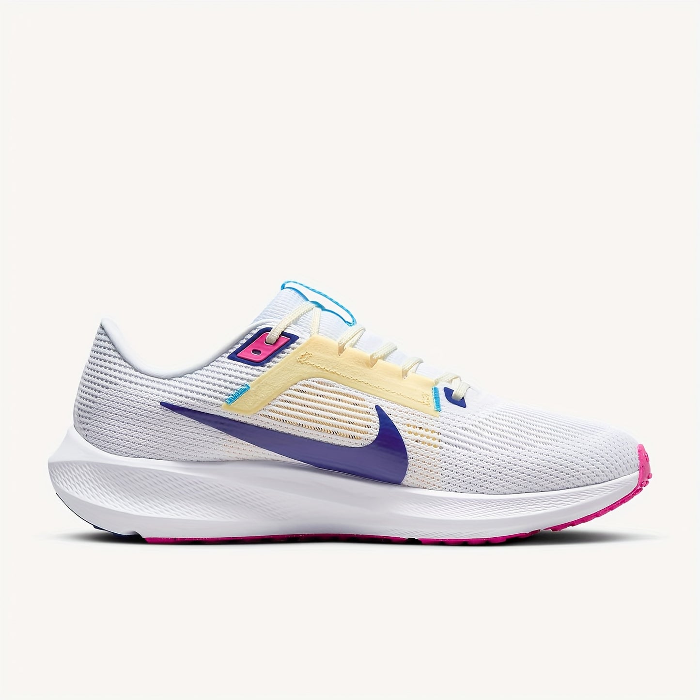 Nike Air Zoom Pegasus 40 Unisex Low-Top Running Shoes - White Pink Accents, Breathable Fabric, Shock-Absorbing Cushioning, Durable Rubber Sole for Gym, Training Casual Wear, Sneakers, Gym Footwear, Modern Athletic, Shocka