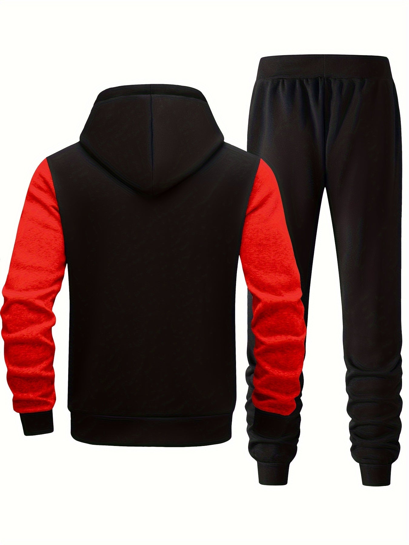 Men's Hooded Letter Print Tracksuit, 2pcs Casual Sports Set, Fashion Hoodie With Full-zip And Elastic-waist Pants, Regular Fit, Outdoor Cloth