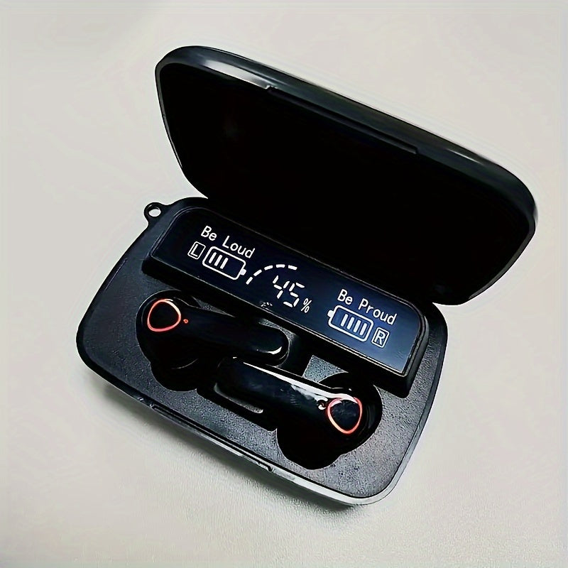 True Wireless In-Ear Headphones with LED Display, Noise Cancellation, Touch Controls, USB Charging, Lithium Battery - Rechargeable, Wireless, Volume Control, Wake-Up Motion Theater, Portable Headphone Case, Portable Headphone