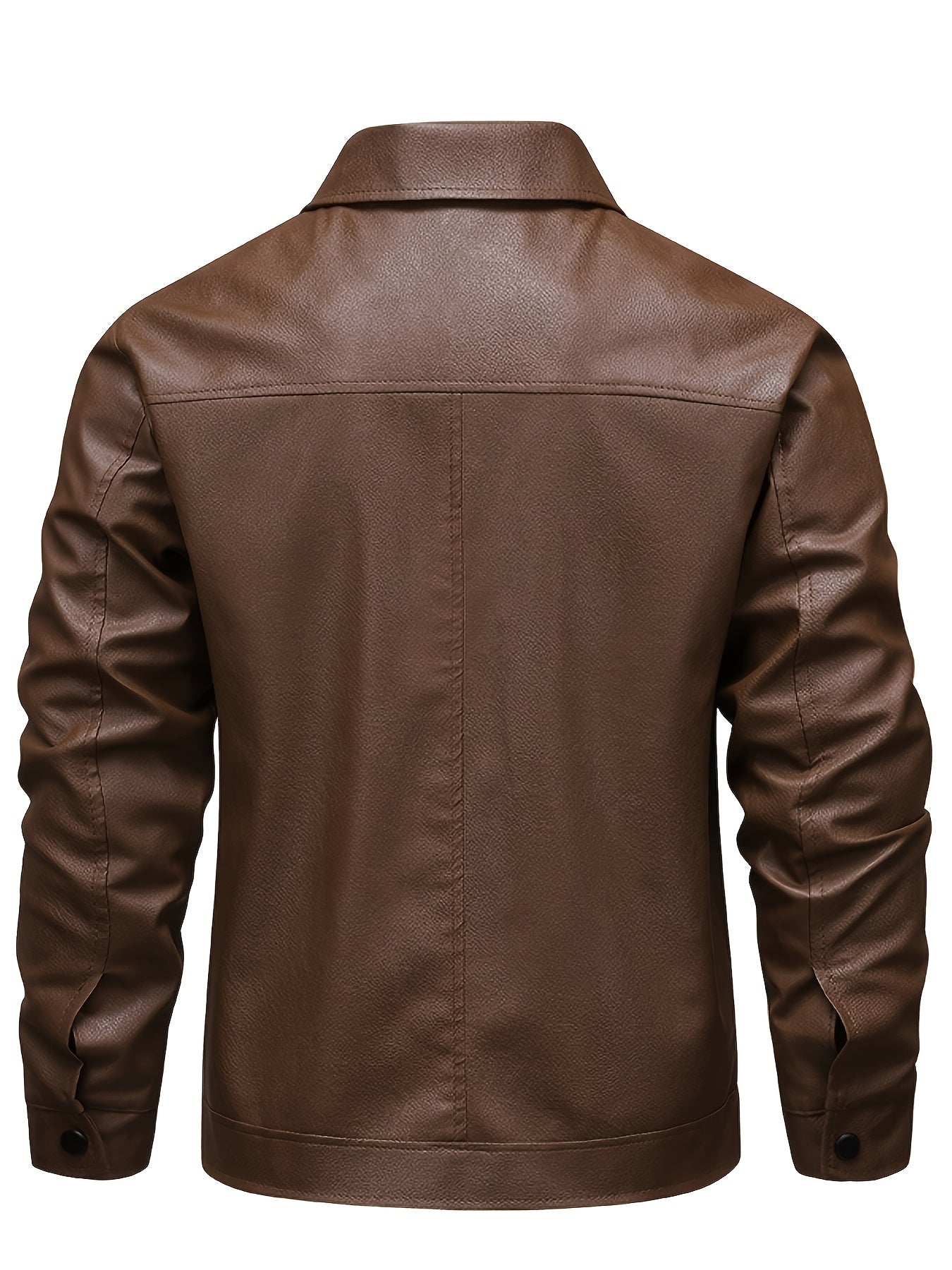 Men's PU Leather Bomber Jacket Casual Zip-Up Lightweight Coat
