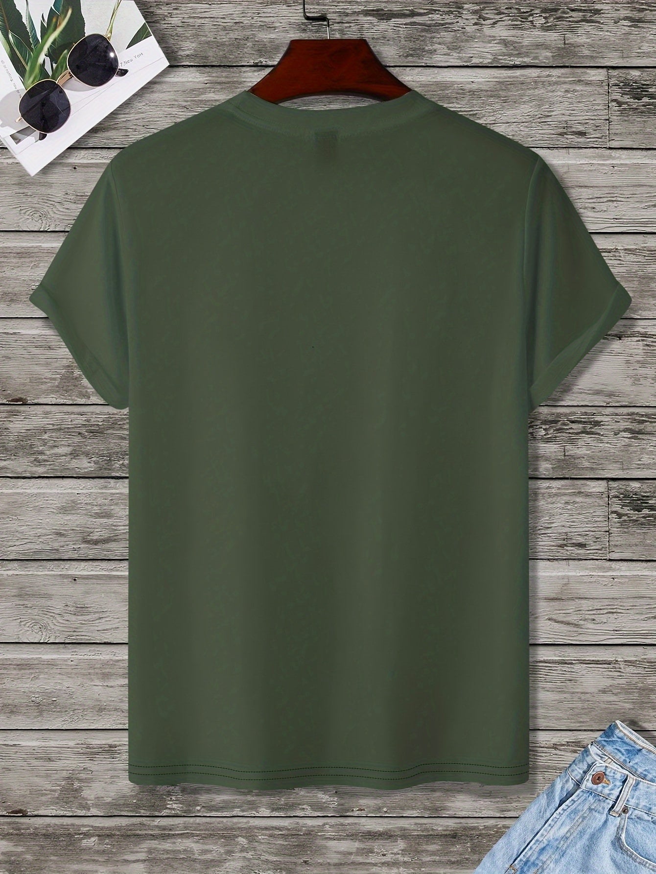 Men's Round Neck T-Shirt, Three-Color Patchwork Top with Asymmetric Double Stripes, Trendy Comfortable Breathable High-Quality Factory-Made Casual Fit