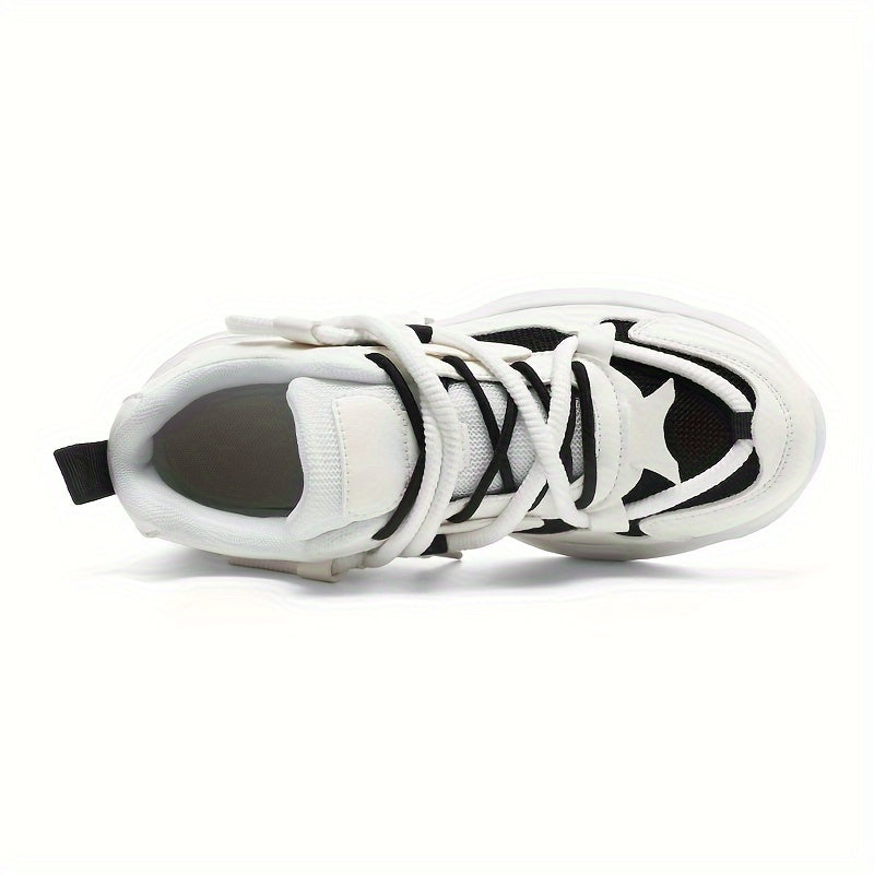 Men's Breathable Sneakers in White - Casual Sporty Lace-Up Running Shoes with EVA Sole