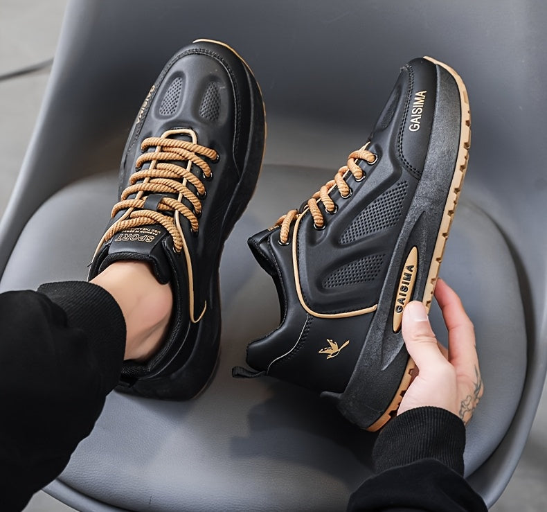 Men's Breathable Casual Sneakers - Trendy Dad Shoes with Thick Sole, Lace-Up, Mid-Top Design for Running Fashion