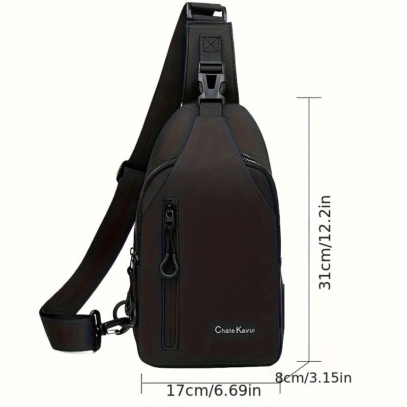 1pc CHATEK KAIAO Large Capacity PU Leather Sling Bag - Stylish Multi-Compartment Chest Bag for Travel, Business School, Black, 36.2cm x 17cm x 8cm, Travel Shoulder Bag Modern Sling Bag Durable Zipper Closure